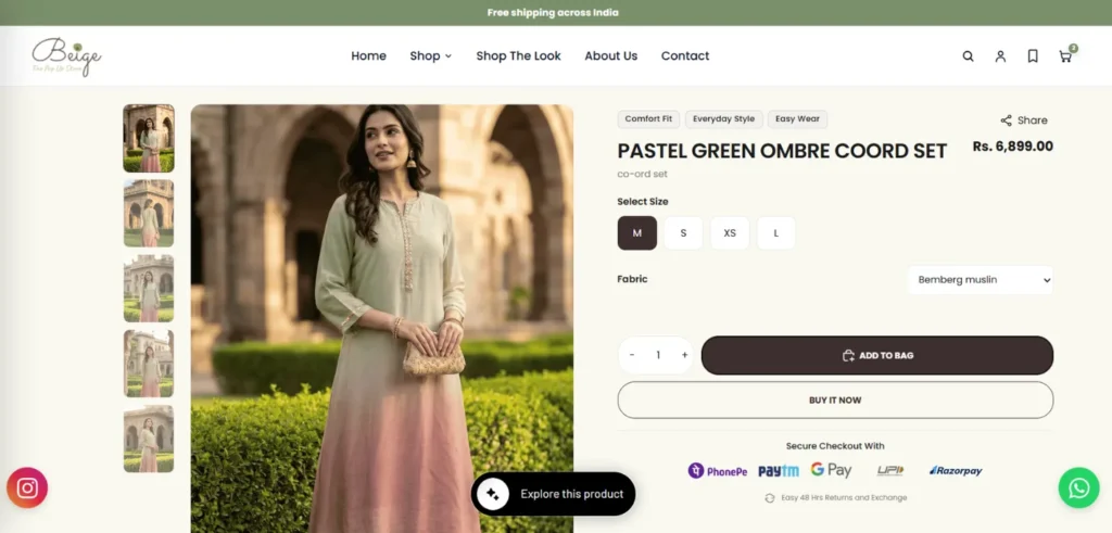 Beige the Popup Store Website